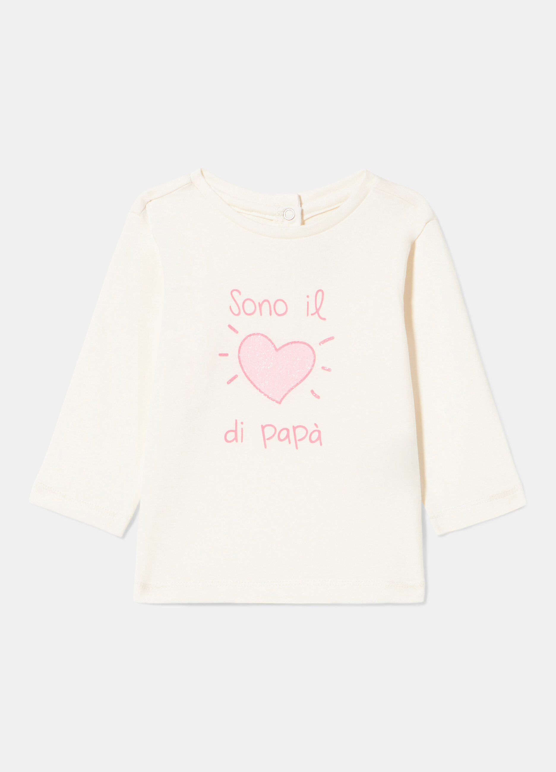 T-shirt a manica lunga in cotone elasticizzato neonata
