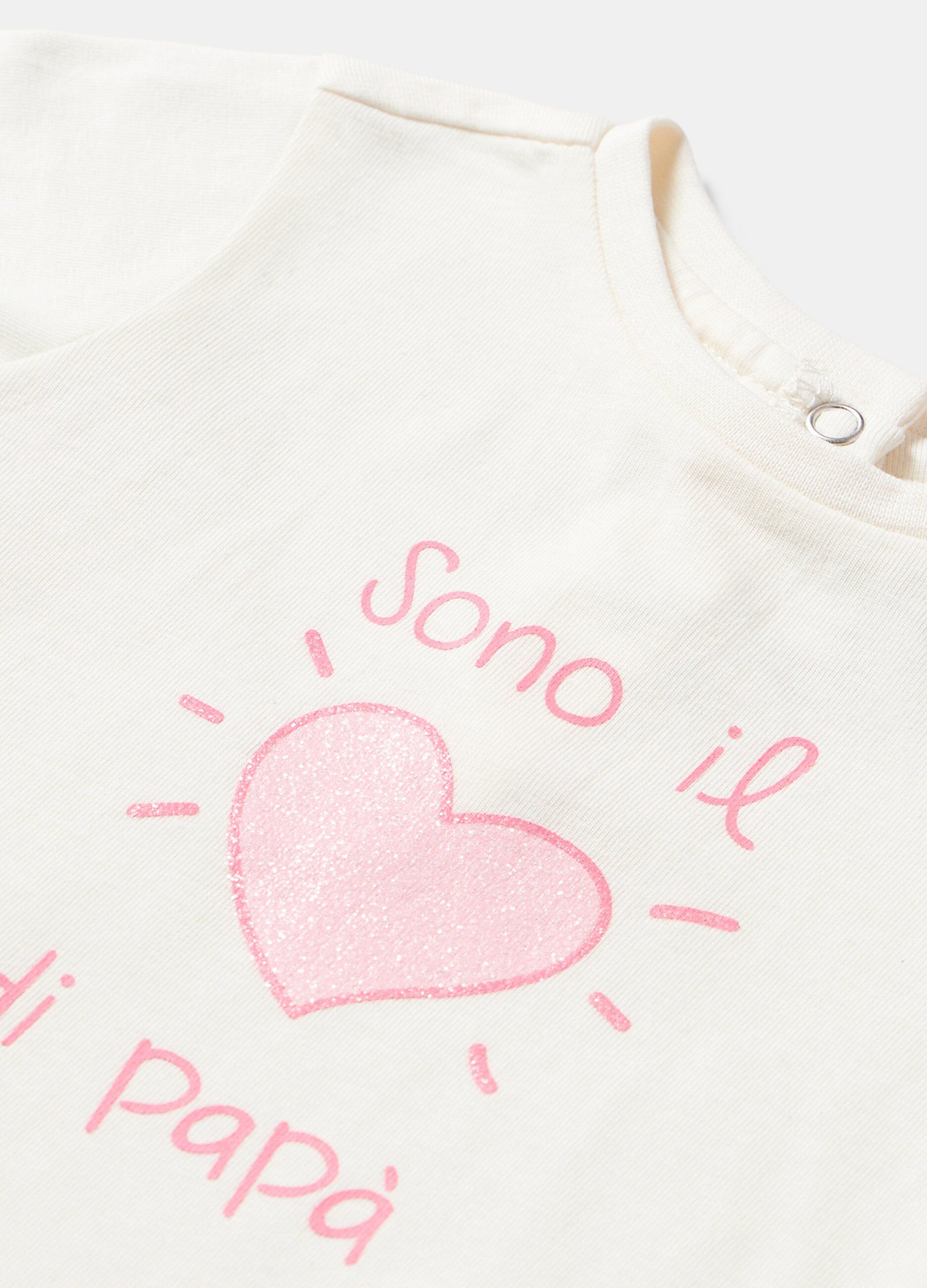 T-shirt a manica lunga in cotone elasticizzato neonata